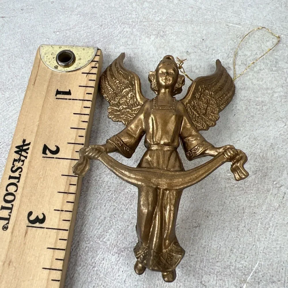 Vintage Gold Tone Cherub Angel Christmas Ornaments 3.5”‎